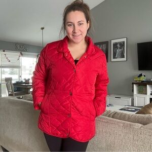 Unbranded |Bright Red Short Quilt Puffer Jacket | Size Medium